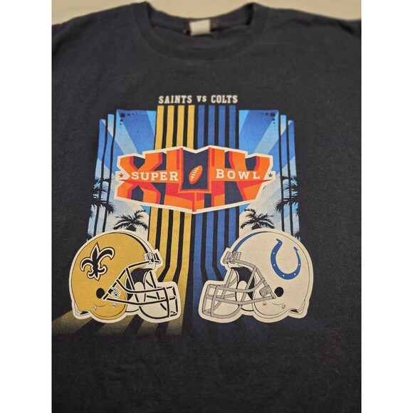 Reebok Super Bowl XLIV  Saints Vs Colts Men's Size Medium Short Sleeve‎ Shirt - Picture 1 of 8